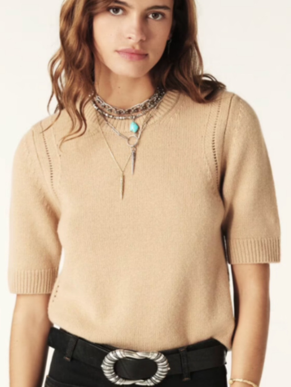 Ba&sh Cachma Short-Sleeve Cashmere Sweater